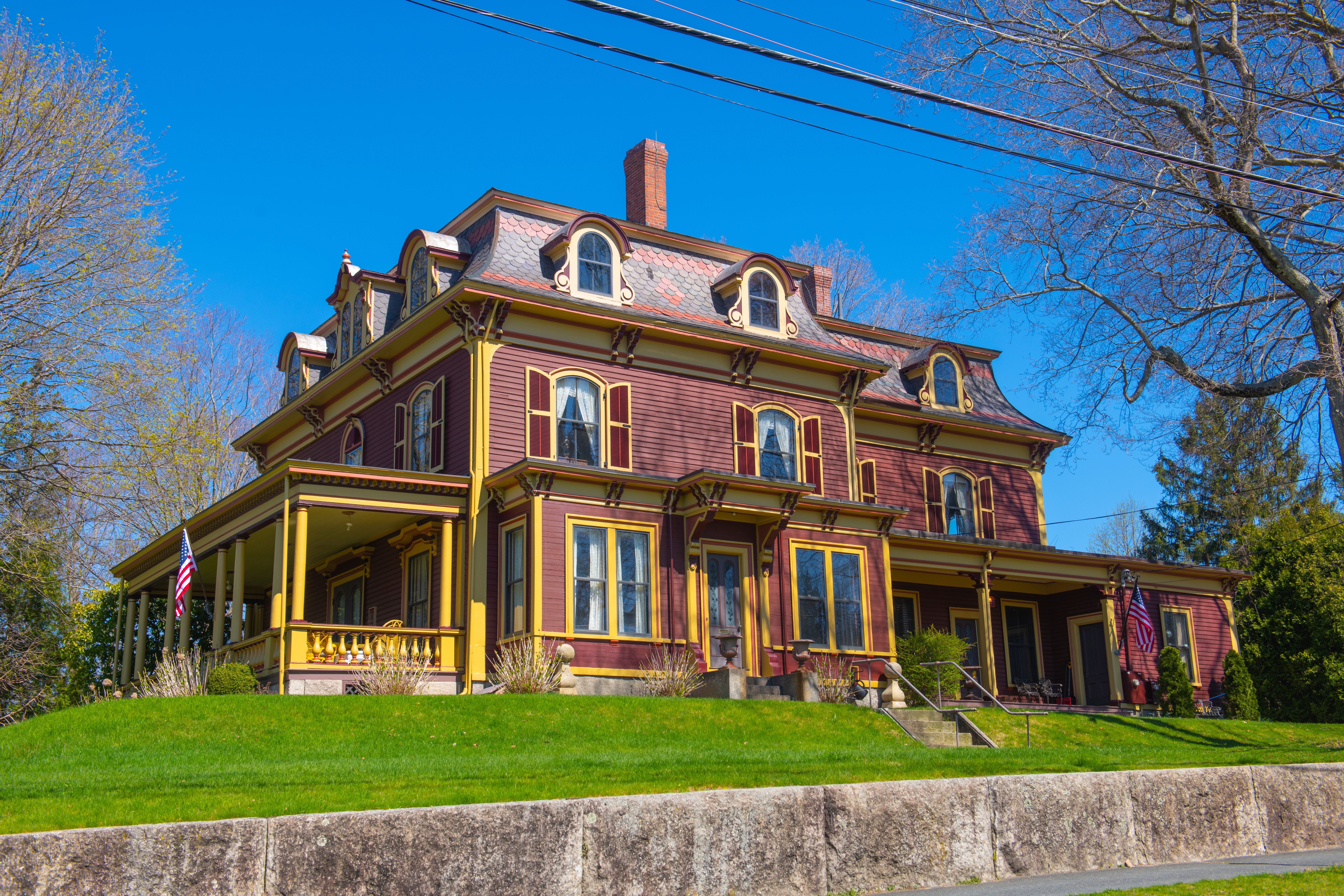 Large Red Historical Home in Worcester County, Massachusetts